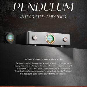 Professional product photography of the Pendulum Integrated Amplifier from Dan D’Agostino, emphasizing its sleek design and cutting-edge features.